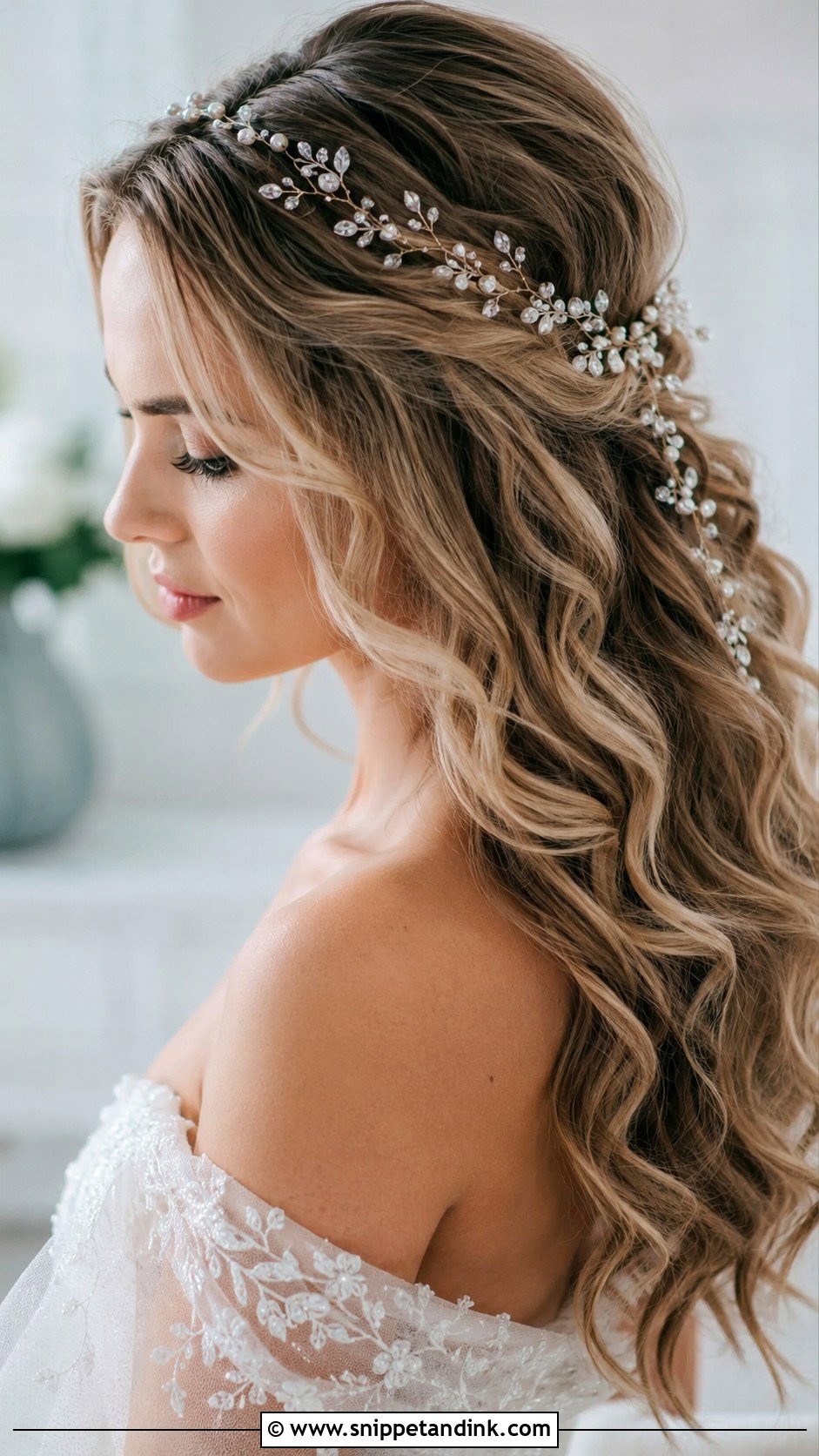 Romantic Curls With Hair Vine - Snippet and Ink - 25 Whimsical Wedding Hair Ideas