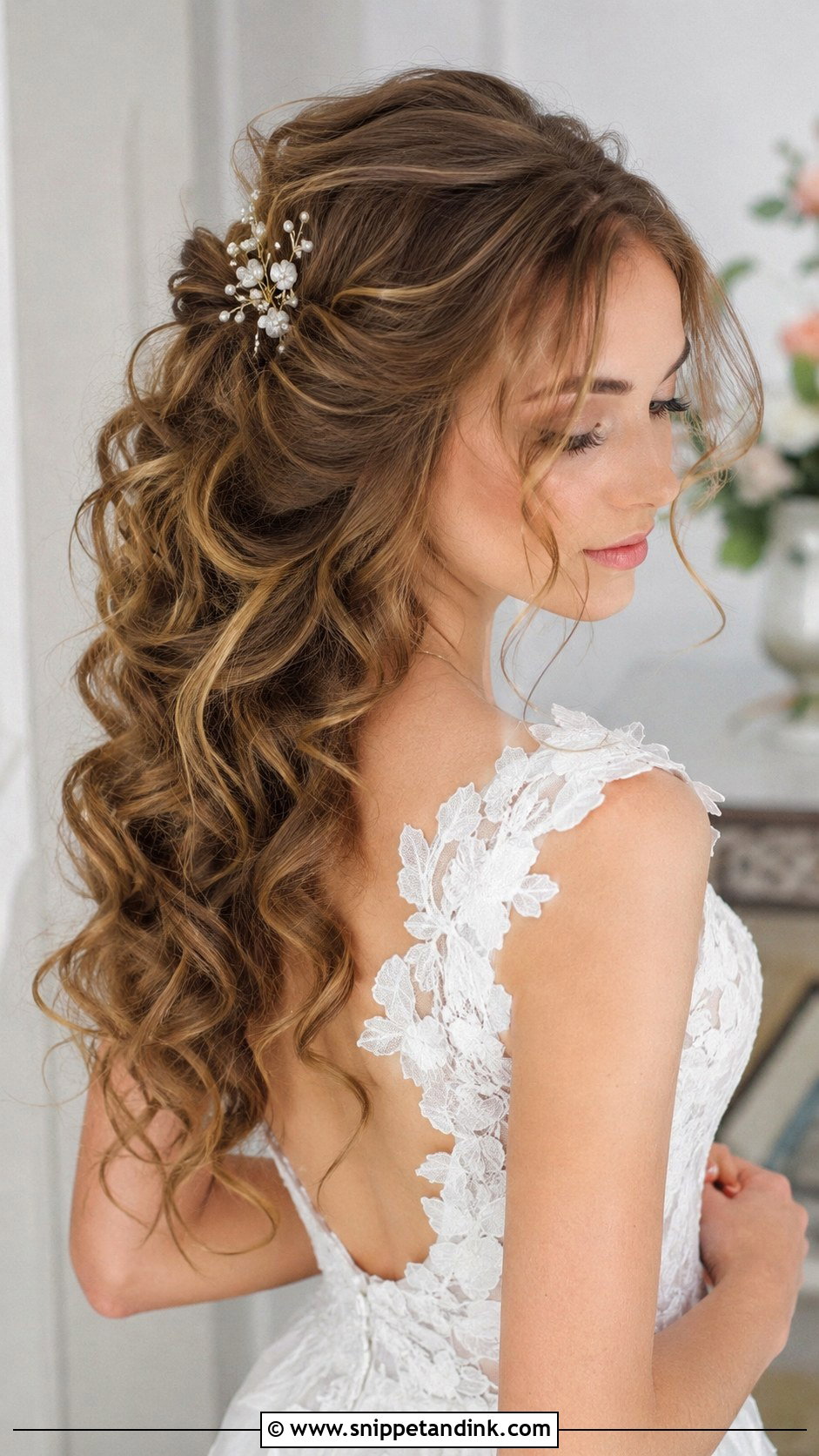 Romantic Curls With Half Updo - Snippet and Ink - 20 Bride Hair Styles 2024