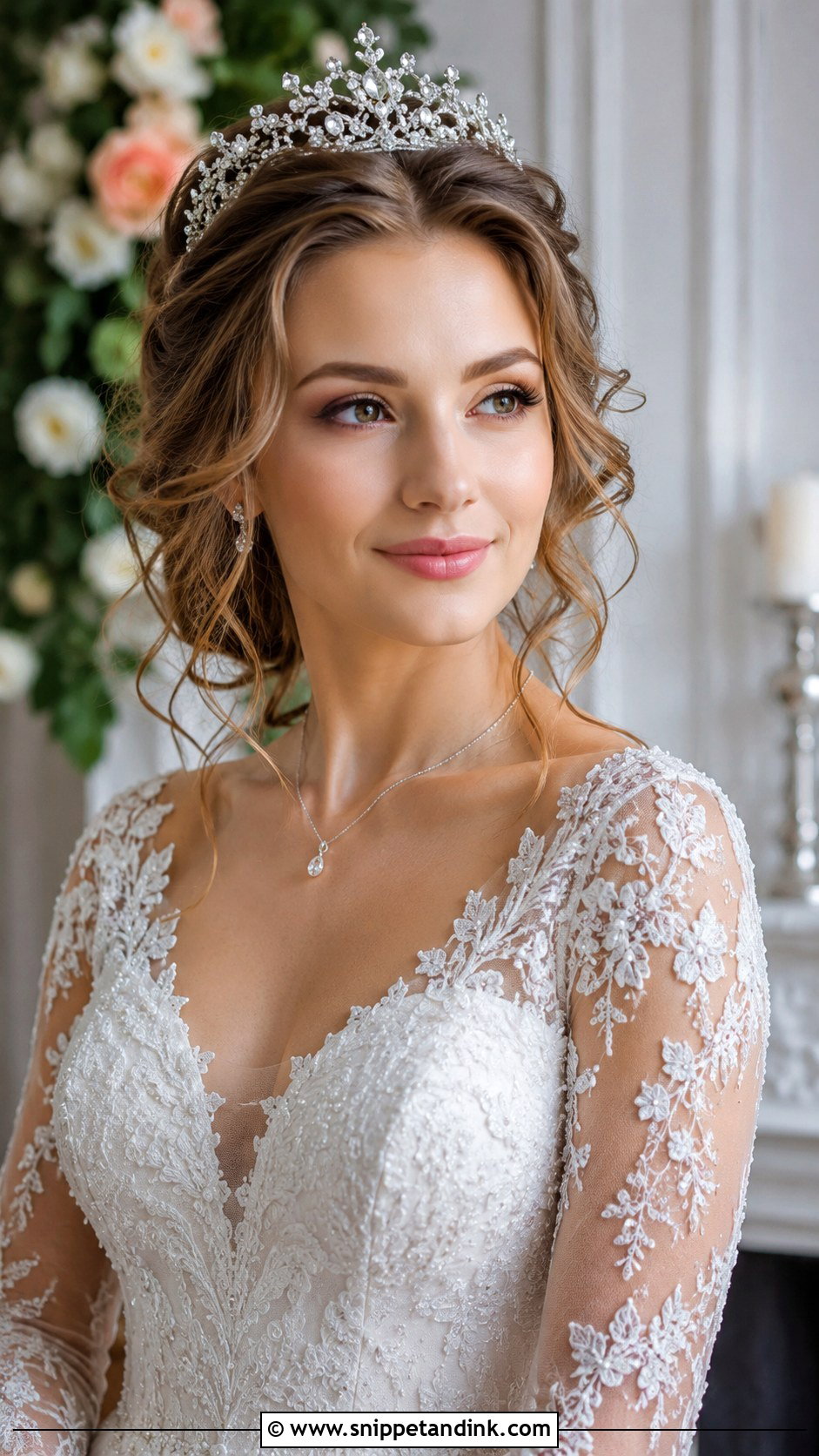 Romantic Curls With Tiara - Snippet and Ink - 25 Old Hollywood Wedding Hair Ideas