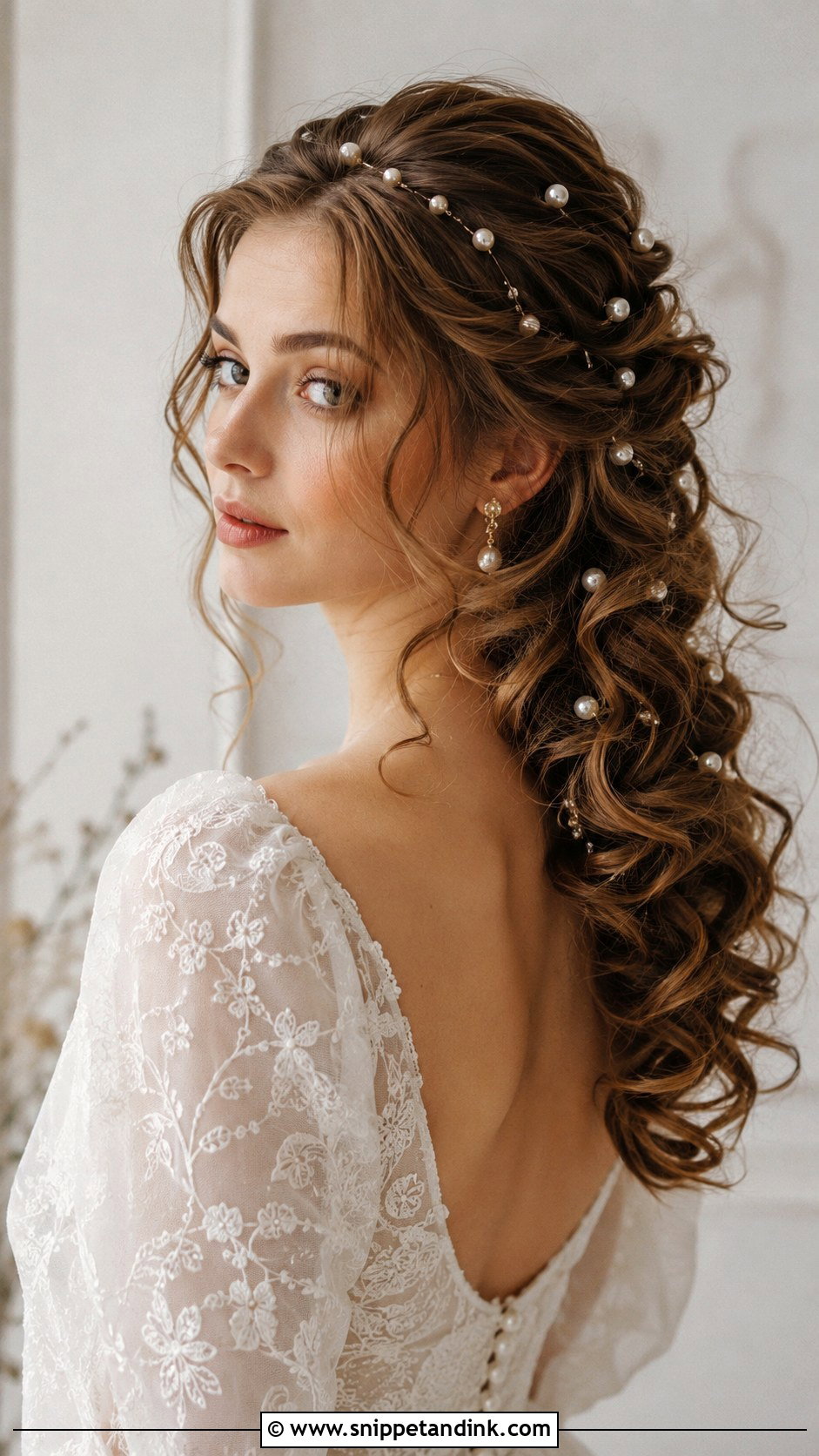 Romantic Curls with Pearl Pins - Snippet and Ink - 25 Bride Hairstyles Down