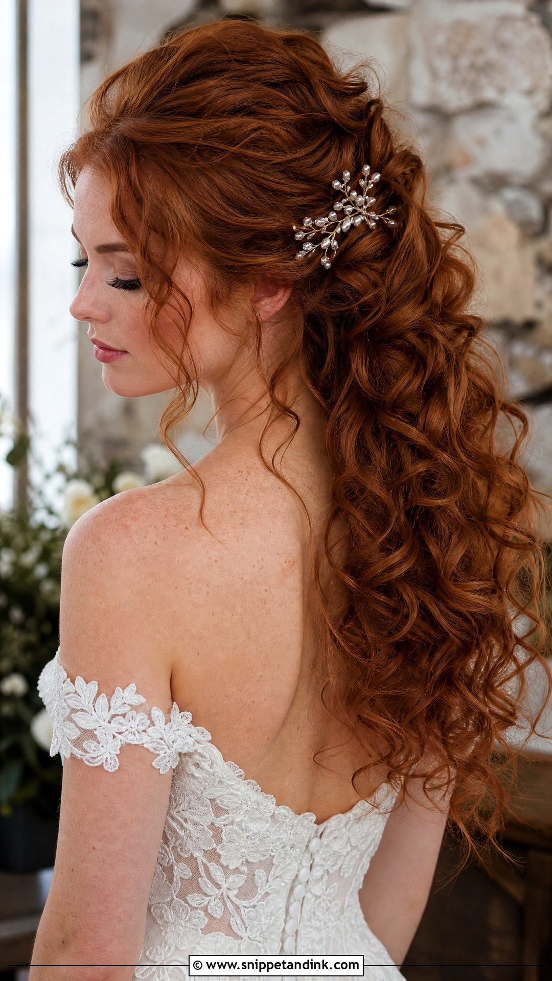 Romantic Curly Cascade With Tendrils - Snippet and Ink - 20 Long Curly Hair Wedding Styles