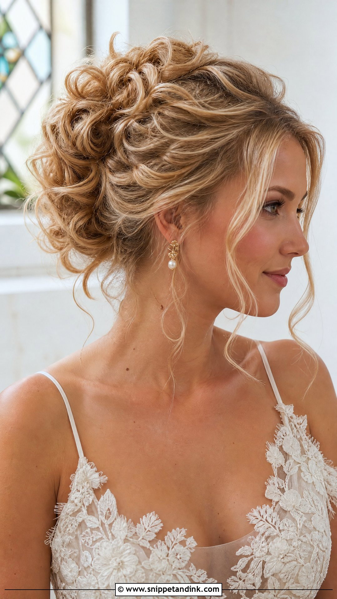 Romantic Curly Updo - Snippet and Ink - 20 Medium Length Hair Styles for Wedding Guest
