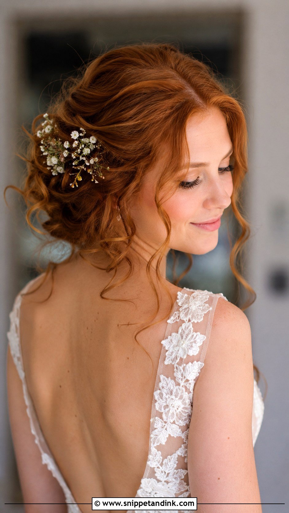 Romantic Curly Updo With Flowers - Snippet and Ink - 25 Wedding Curls