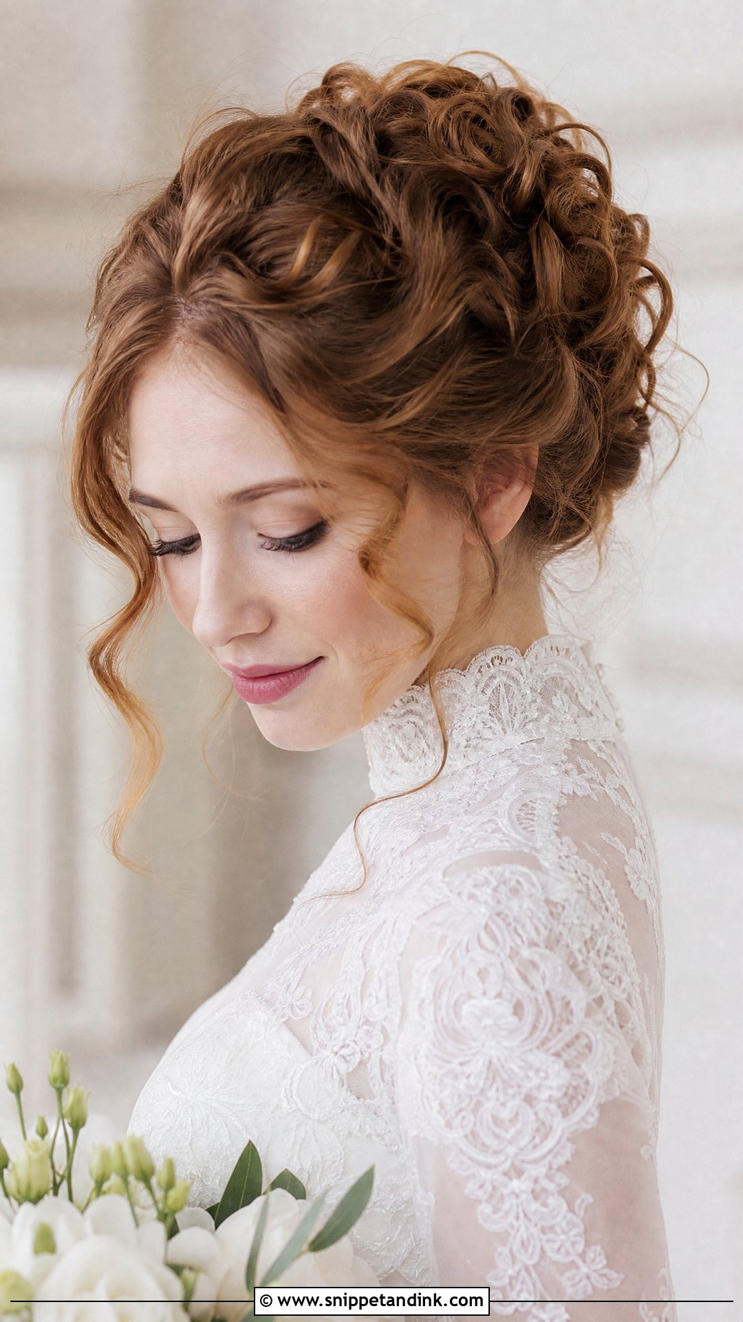 Romantic Curly Updo for Brides - Snippet and Ink - 20 Curly Hairstyles for a Wedding