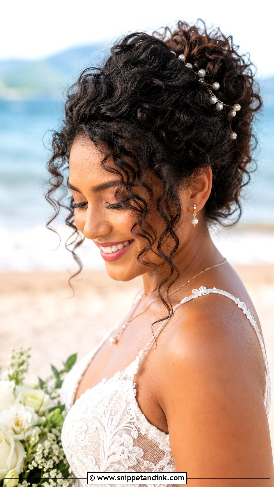 Romantic Curly Updo - Snippet and Ink - 20 Beach Wedding Hair Updo Ideas