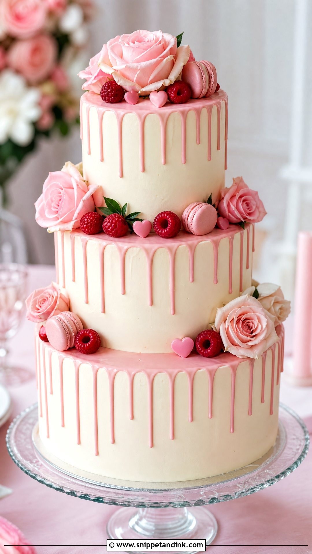 Romantic Drip Wedding Cake - Snippet and Ink - 25 Love Theme Cake Ideas for Wedding