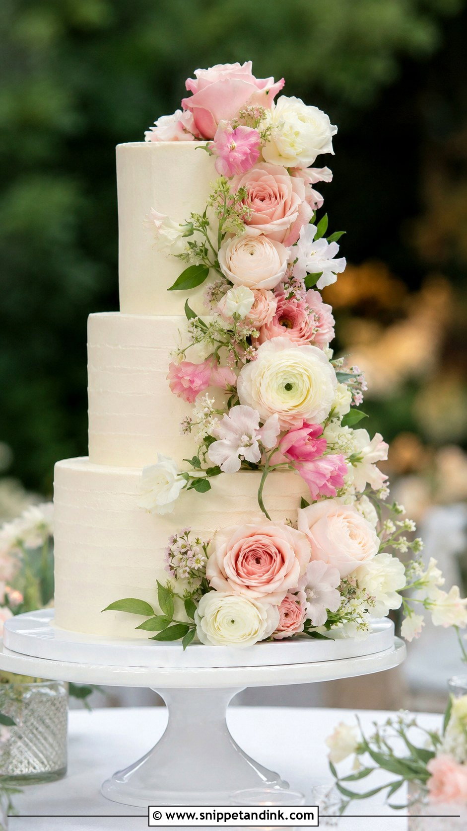 Romantic Floral Wedding Cake - Snippet and Ink - 20 Love Wedding Cake Ideas