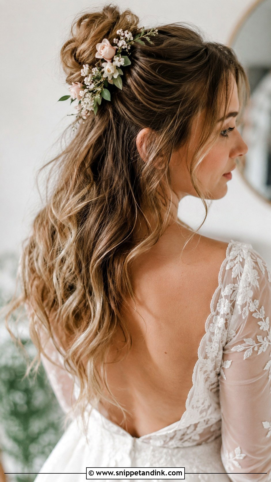 Romantic Half Bun - Snippet and Ink - 30 Bridal Hair Buns