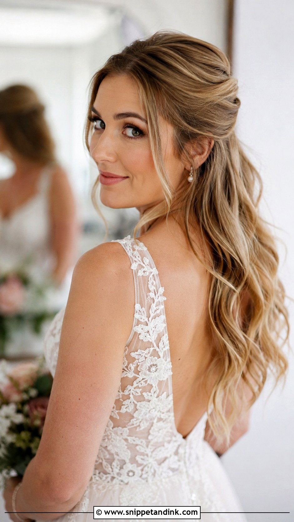 Romantic Half Up Half Down - Snippet and Ink - 25 Modern Bridal Hair Ideas