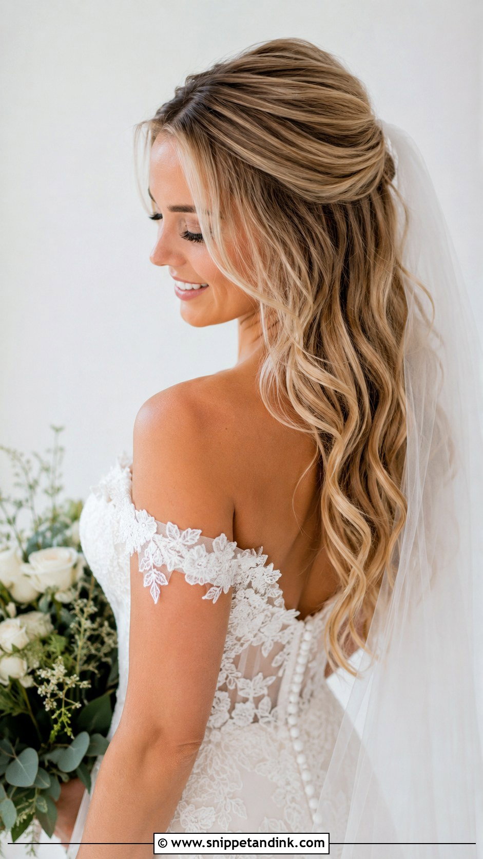Romantic Half Up Half Down - Snippet and Ink - 35 Bridal Hair Ideas