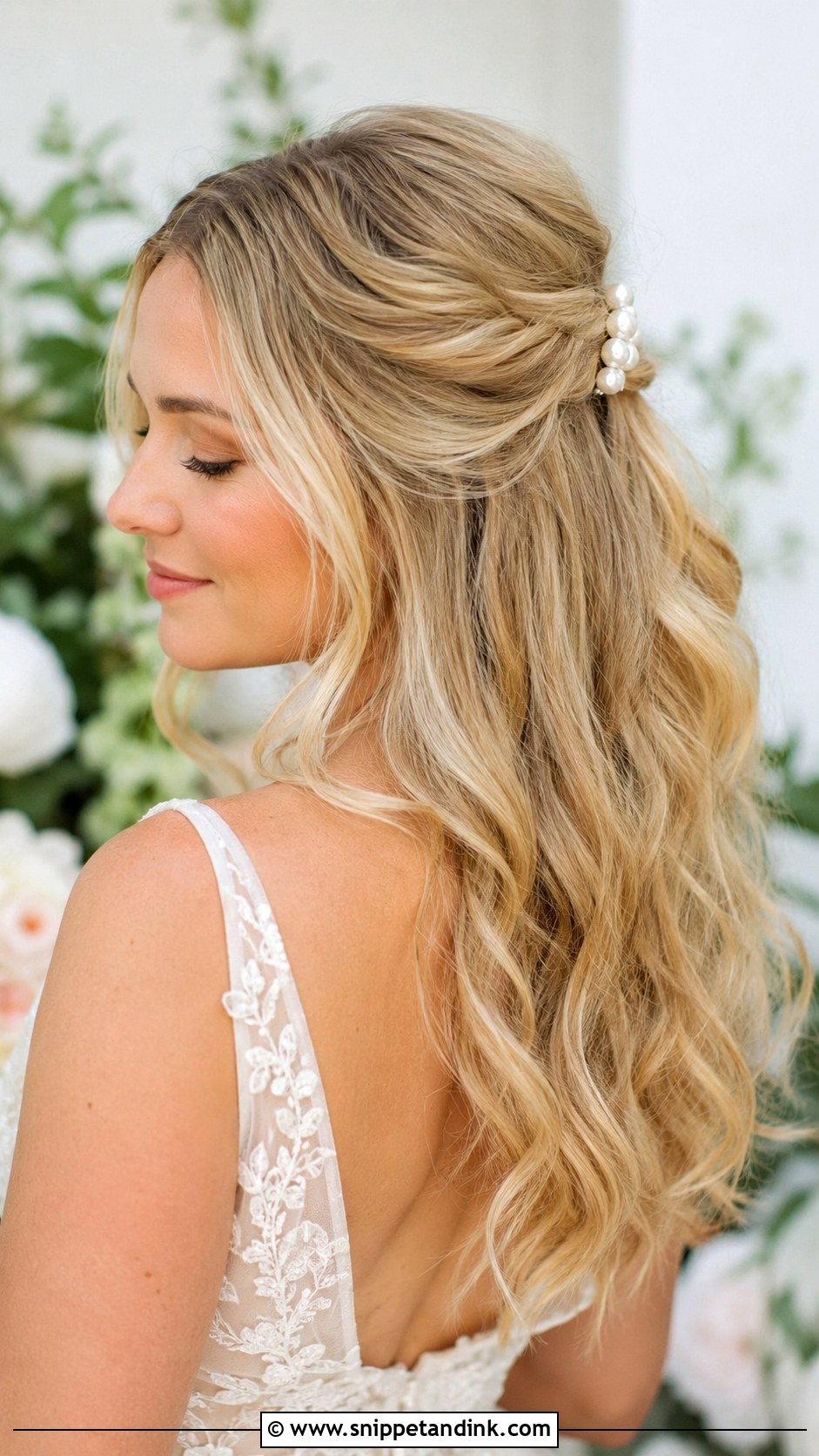 Romantic Half Up Half Down - Snippet and Ink - 20 Old Money Bridal Hair Ideas
