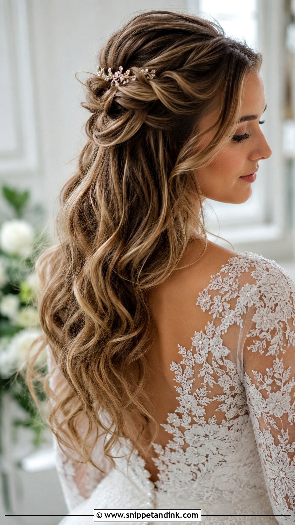 Romantic Half Up Half Down Wedding Hair - Snippet and Ink - 30 Bridal Hair Inspiration Ideas