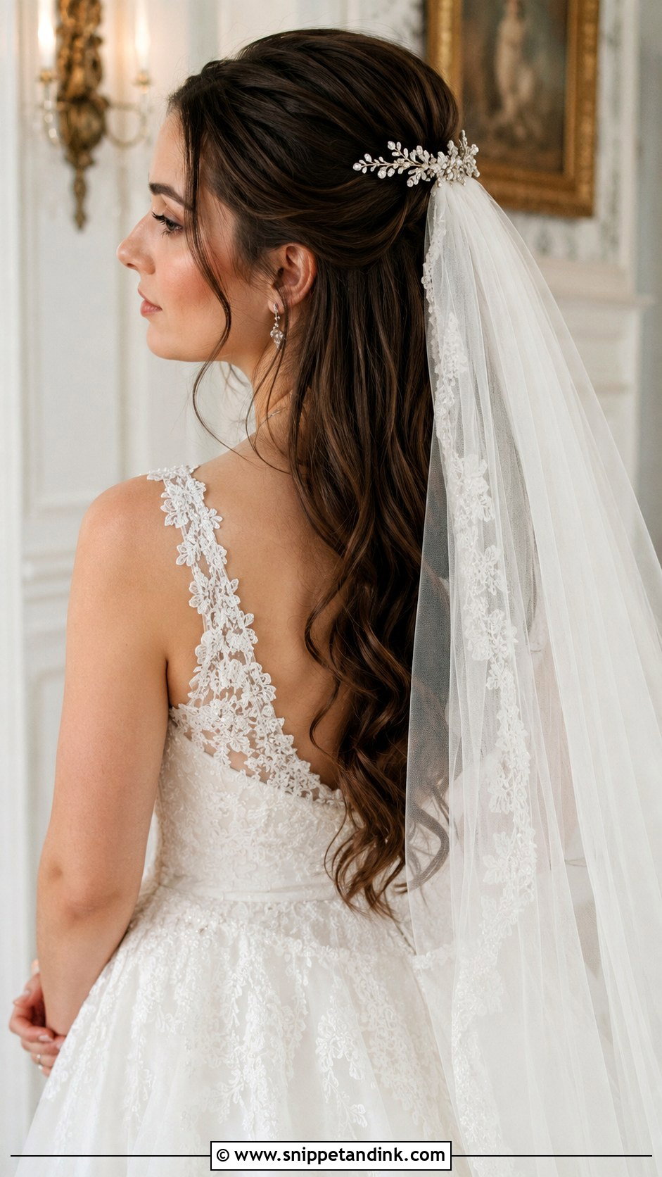Romantic Half Up With Veil - Snippet and Ink - 35 Wedding Hair Ideas