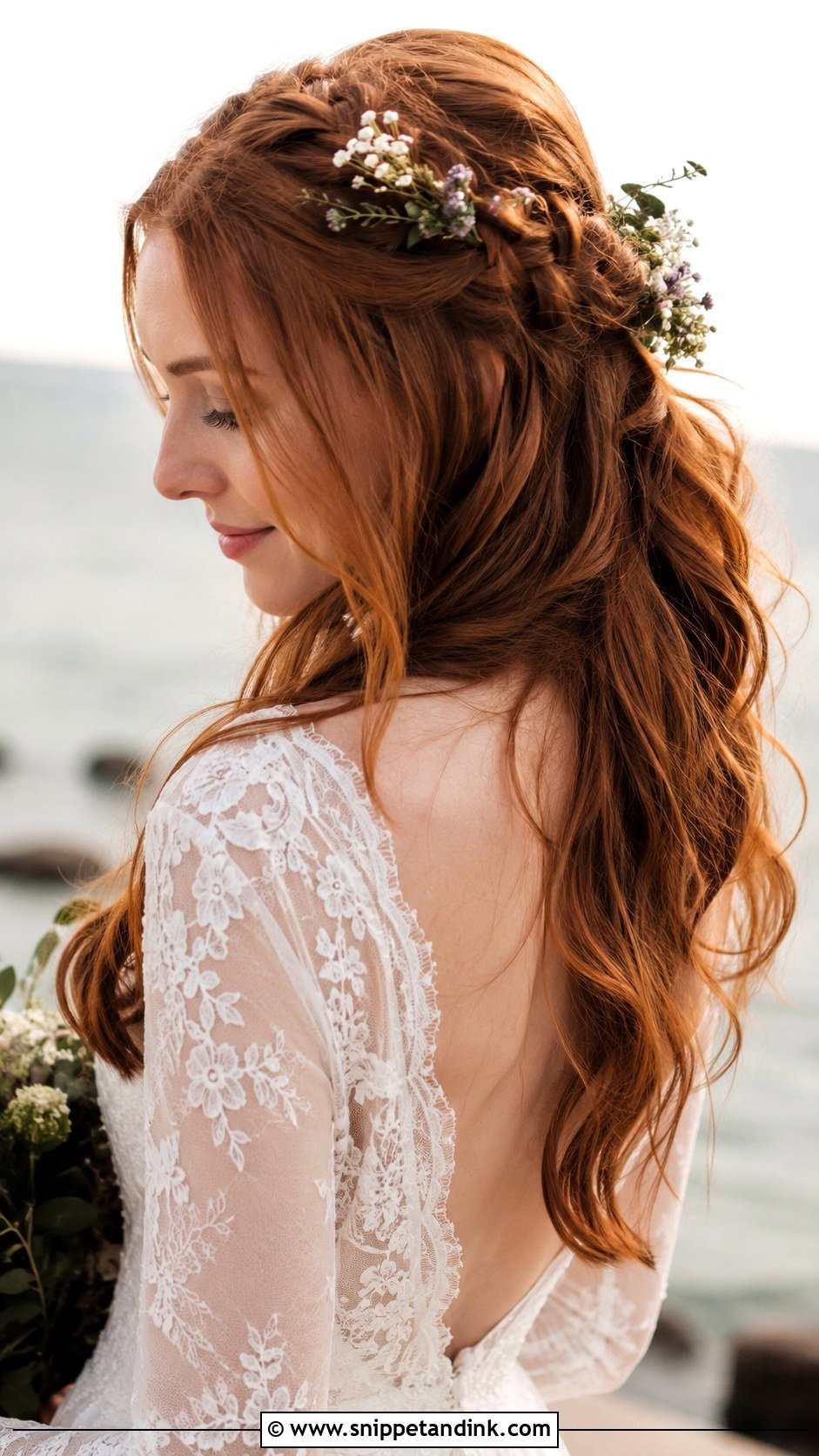 Romantic Half Updo With Braids - Snippet and Ink - 25 Medium Length Wedding Hairstyles