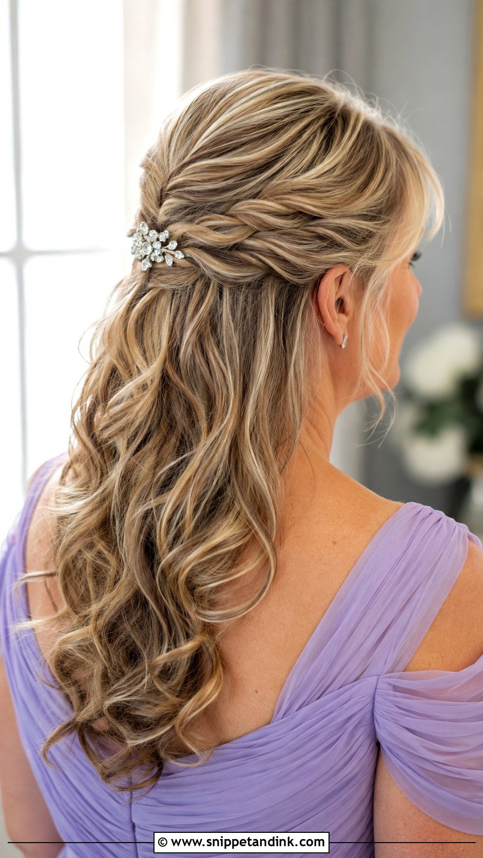 Romantic Half Updo with Twists - Snippet and Ink - 20 Medium Length Mother of the Bride Hair Ideas