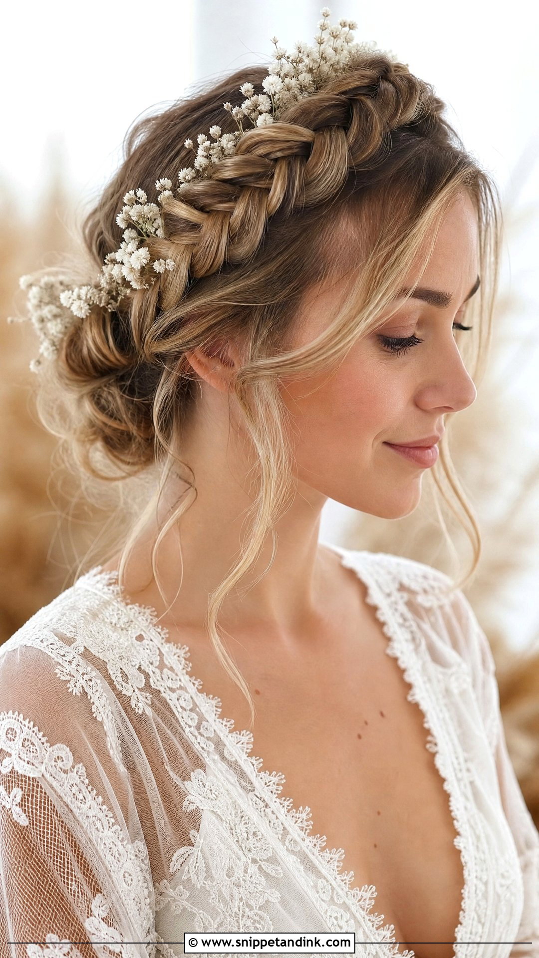 Romantic Halo Braid Updo - Snippet and Ink - 25 Long Hair Bridal Hairstyles