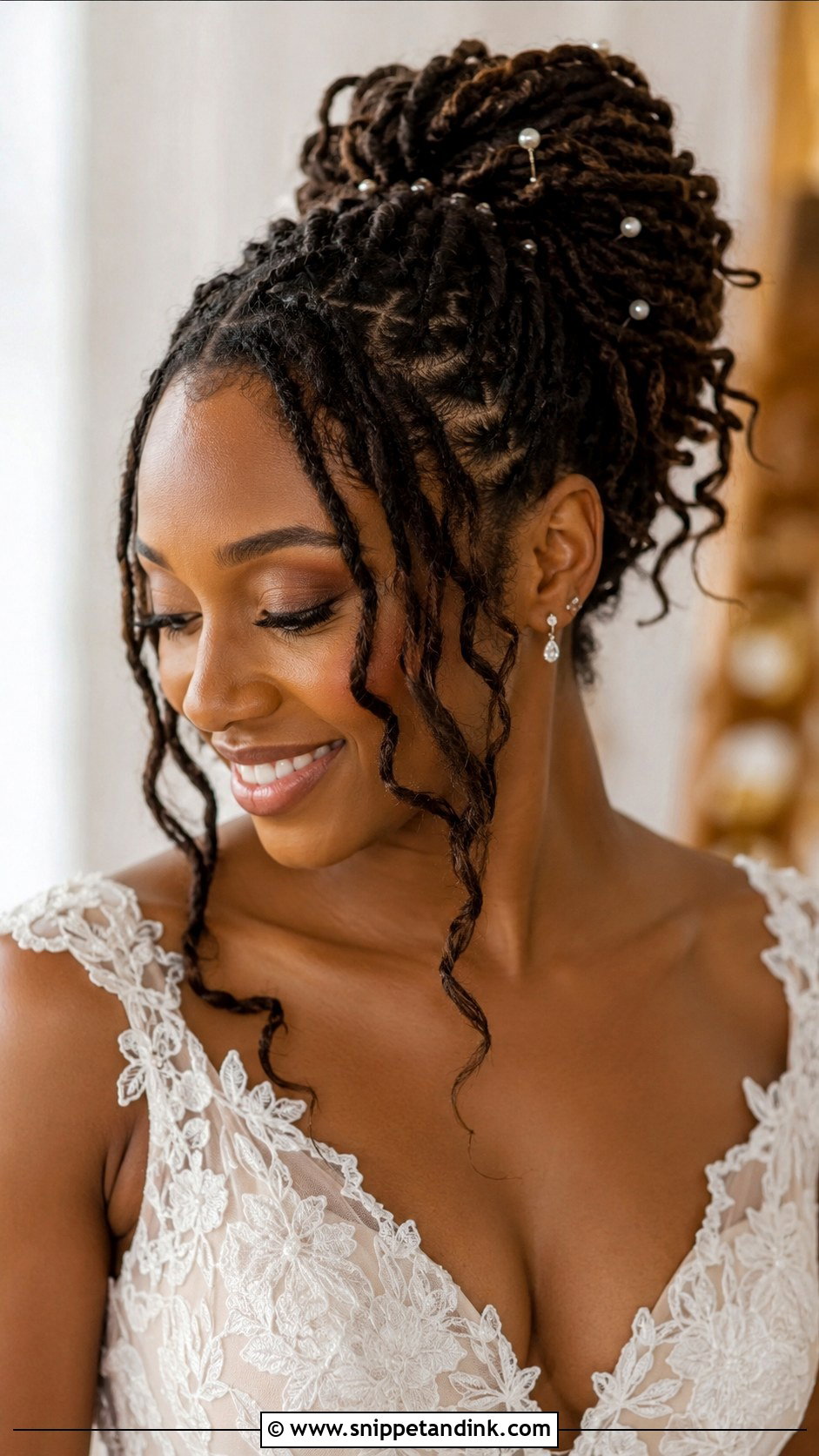 Romantic Loc Updo with Face Framing Pieces - Snippet and Ink - 20 Dreadlocks Wedding Hairstyles Brides