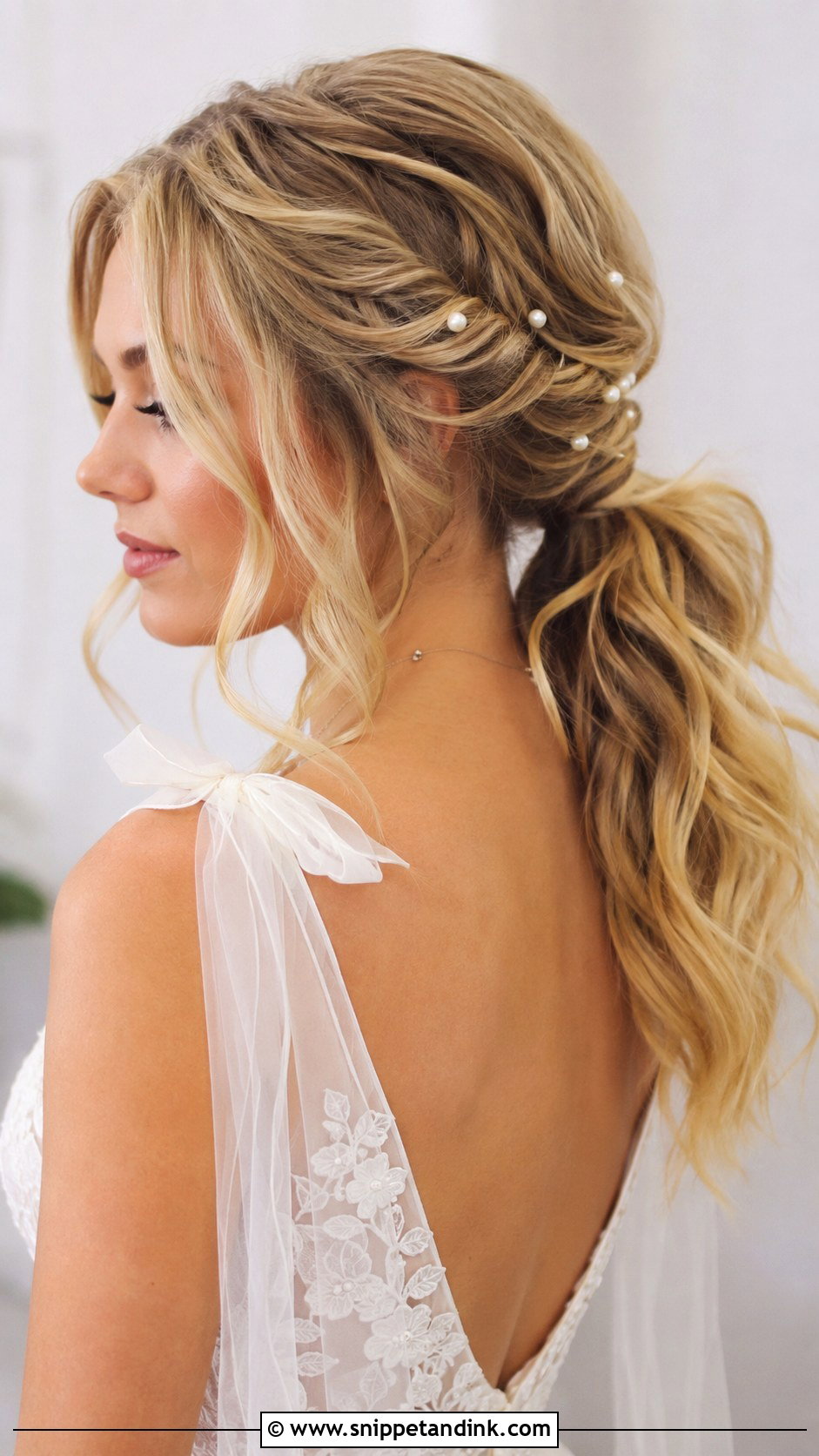 Romantic Loose Bridal Ponytail - Snippet and Ink - 25 Bridal Hair Ponytail Ideas