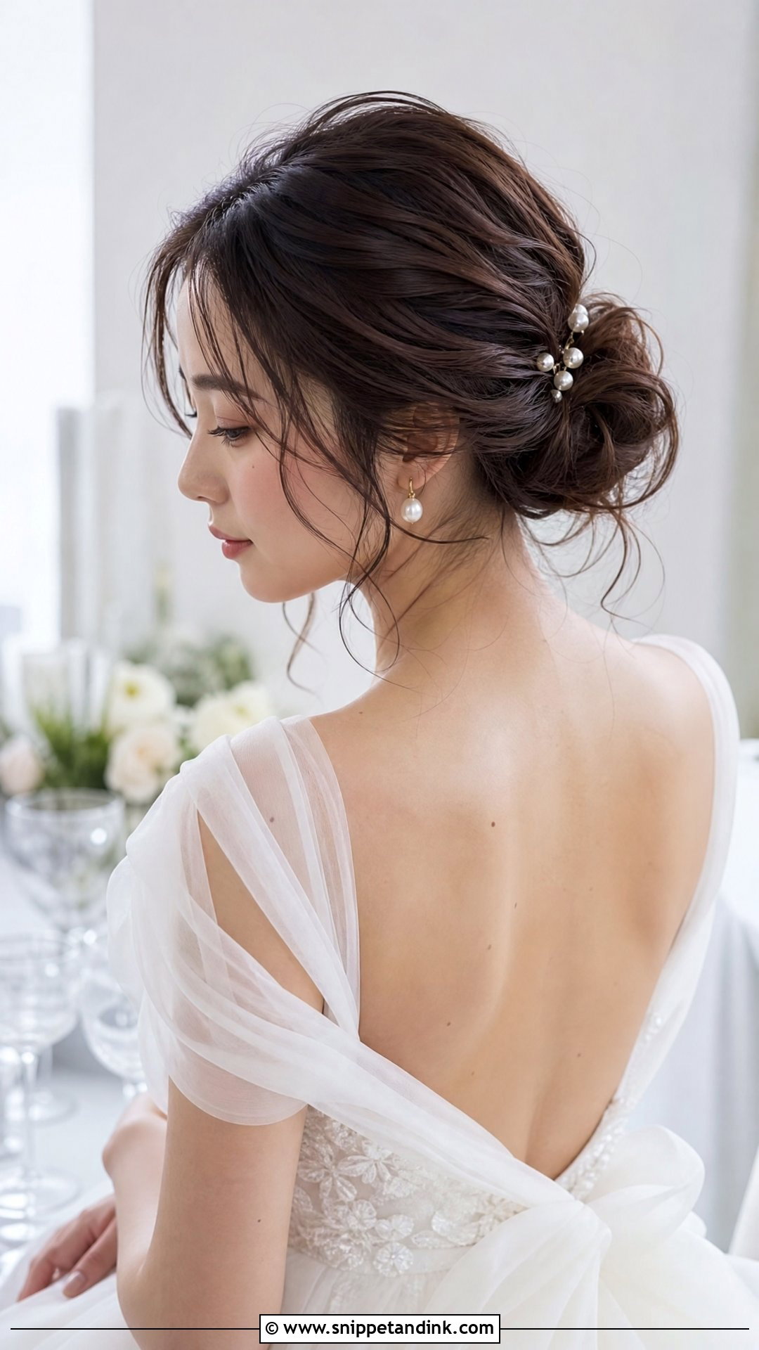 Romantic Loose Bun With Tendrils - Snippet and Ink - 20 Chinese Wedding Hairstyles