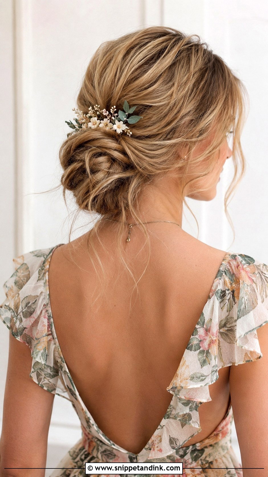Romantic Loose Bun With Waves - Snippet and Ink - 20 Wedding Guest Bun Hairstyles