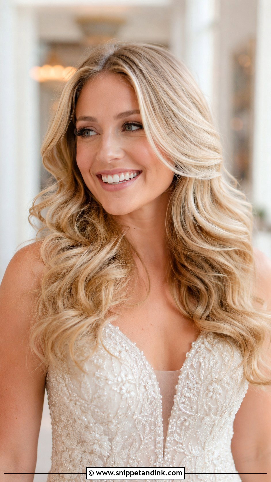 Romantic Loose Curls - Snippet and Ink - 30 Wedding Hairstyles for Medium Hair