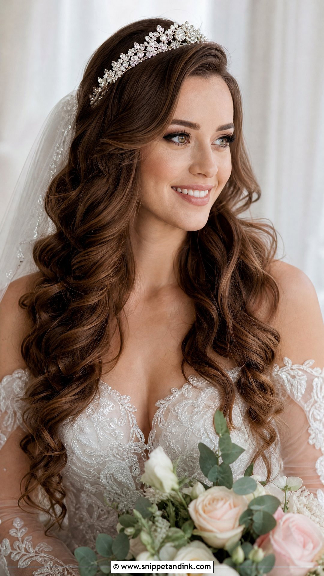 Romantic Loose Curls Wedding Hairstyle - Snippet and Ink - 20 Mid Length Hair Wedding Styles