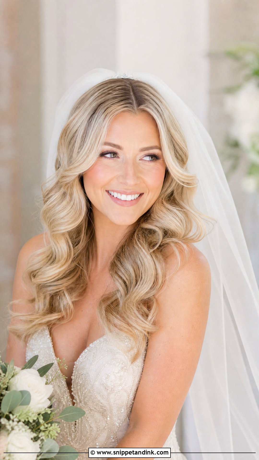 Romantic Loose Curls With Veil - Snippet and Ink - 20 Hair with Veil Ideas
