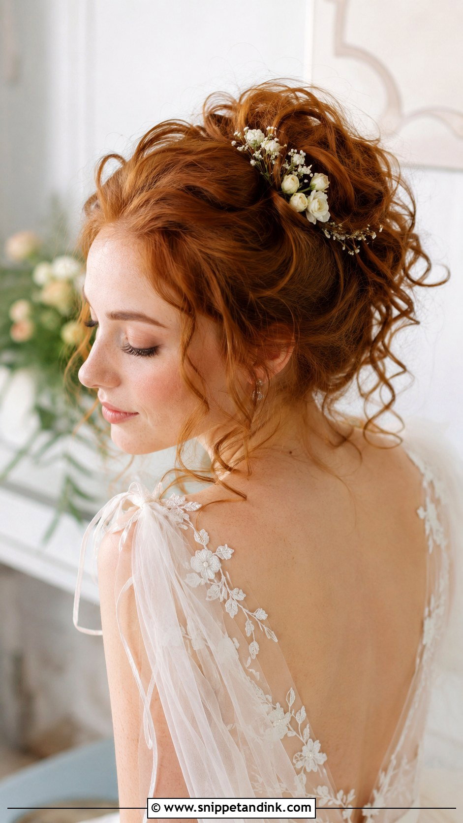 Romantic Loose Curly Updo - Snippet and Ink - 20 Bridal Hair Updo Front View Ideas