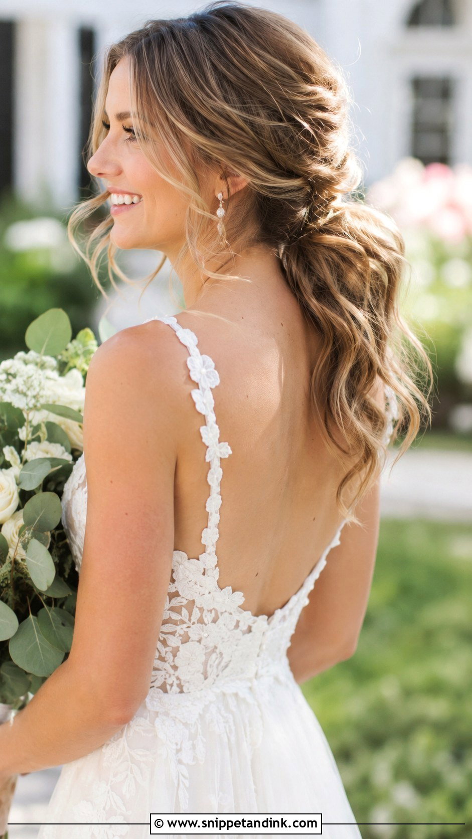 Romantic Loose Ponytail - Snippet and Ink - 30 Pony Tailed Wedding Hairstyle Ideas