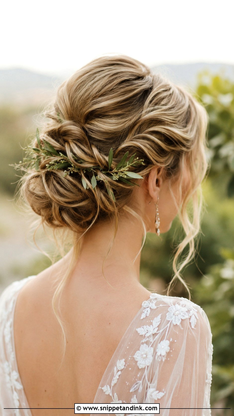 Romantic Loose Updo - Snippet and Ink - 25 Shoulder Length Bridal Hair Ideas