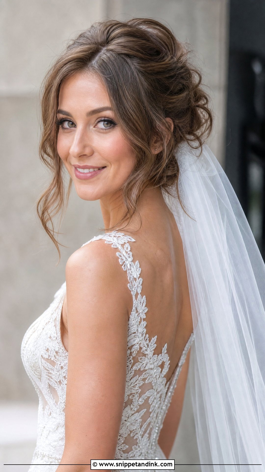 Romantic Loose Updo With Veil - Snippet and Ink - 20 Wedding Hair Design Ideas