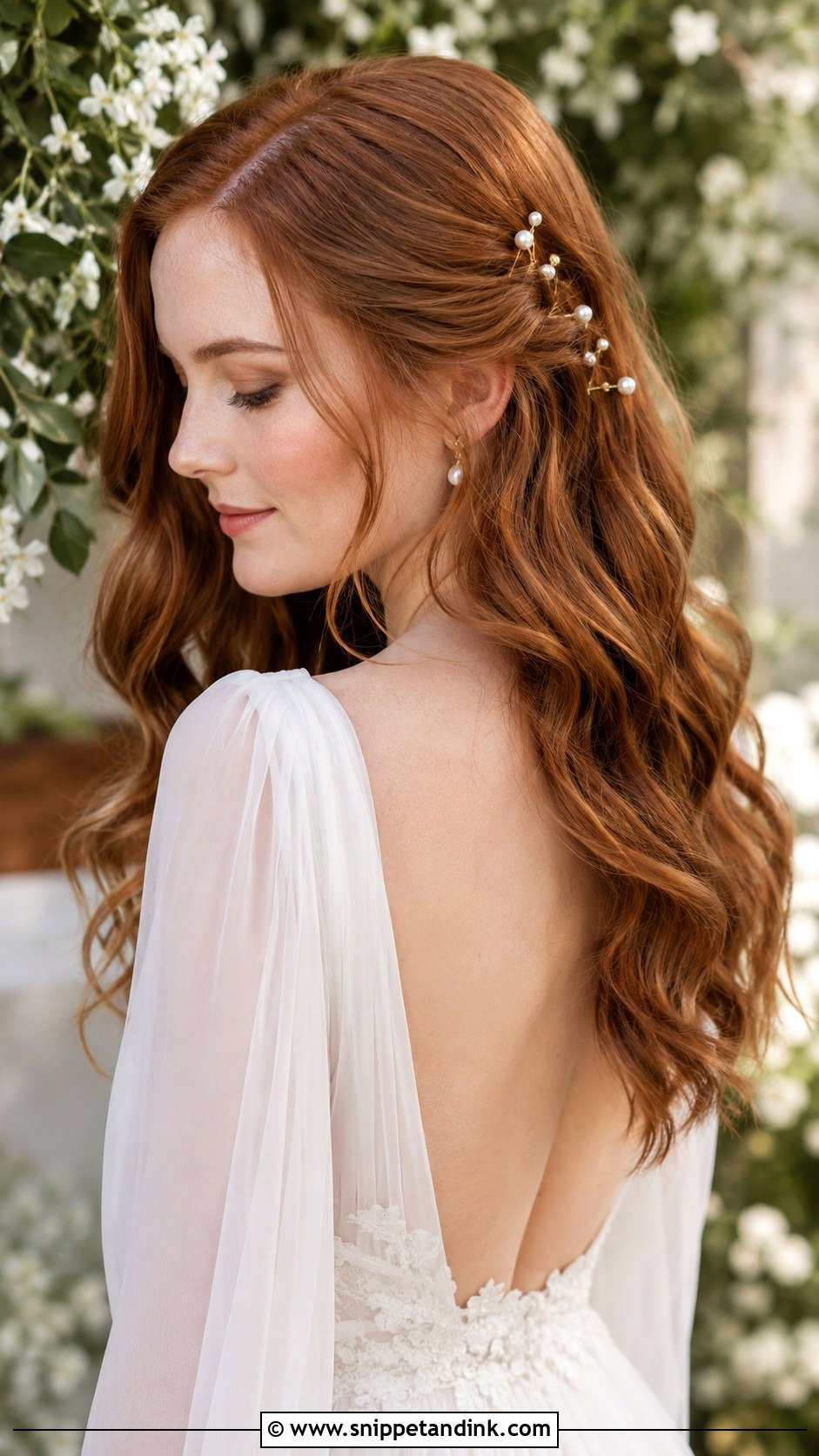 Romantic Loose Waves With Pearl Pins - Snippet and Ink - 20 Wedding Hairstyles with Pearls