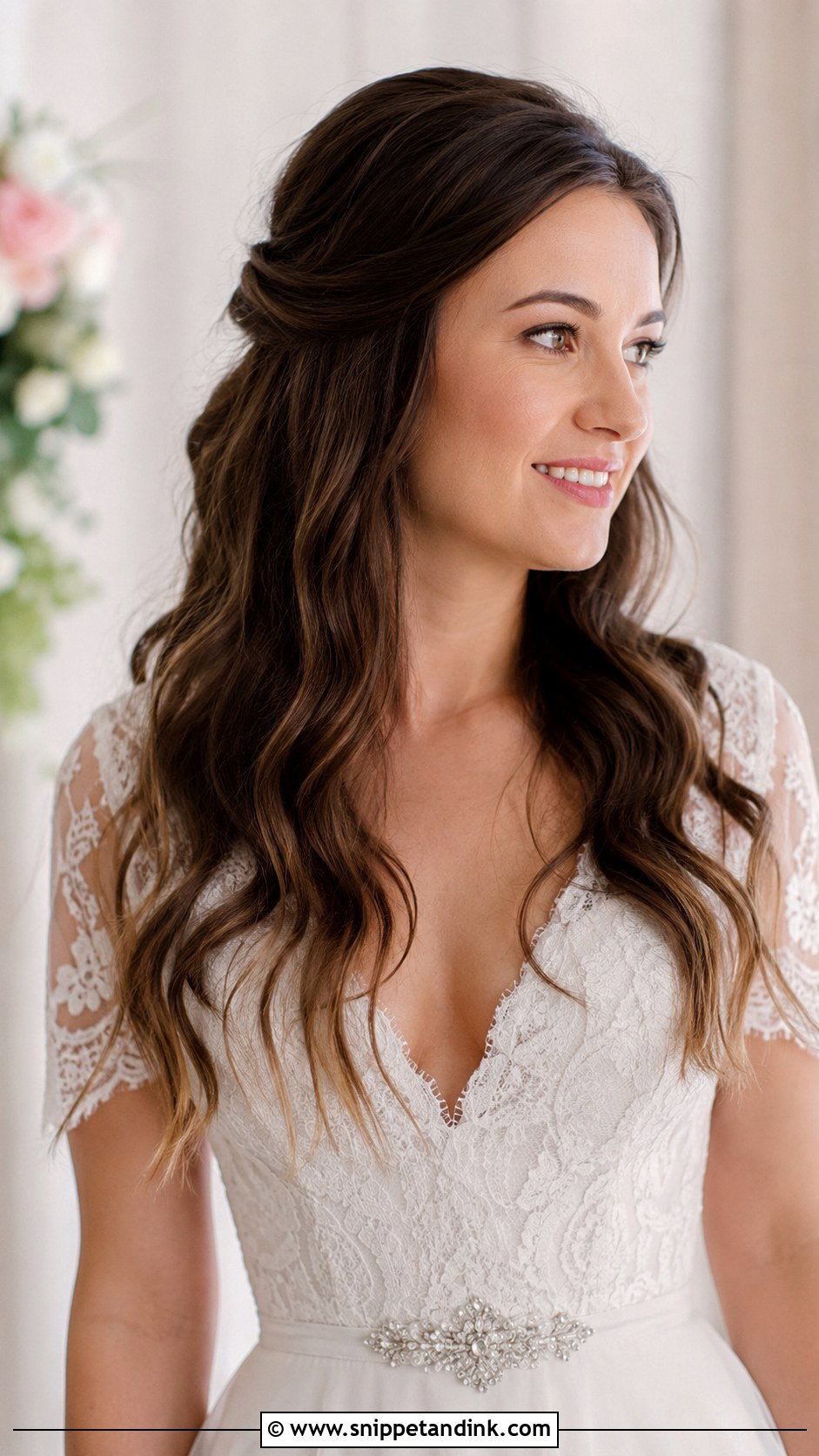 Romantic Loose Waves Worn Down - Snippet and Ink - 20 Wedding Hairstyles Dark Hair