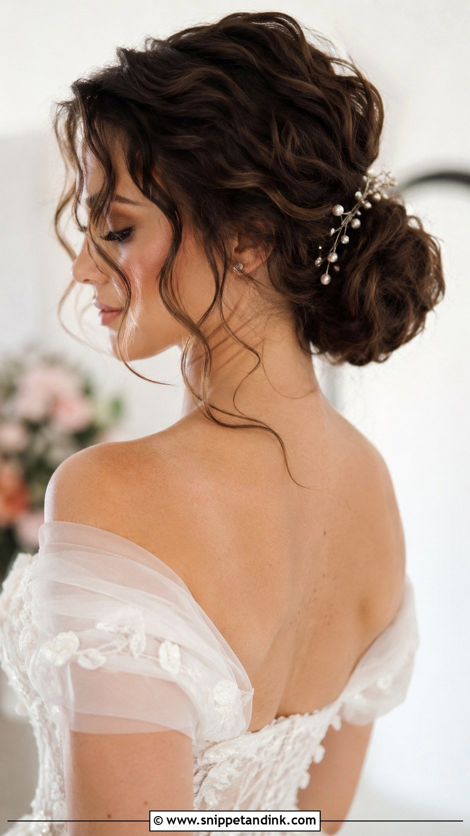 Romantic Low Bun With Curls - Snippet and Ink - 20 Low Wedding Updo Ideas