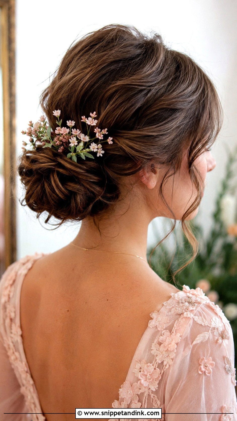 Romantic Low Bun With Loose Strands - Snippet and Ink - 20 Wedding Hairstyles for Mother of Bride