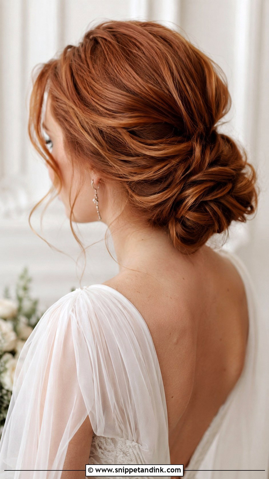 Romantic Low Bun With Waves - Snippet and Ink - 35 Low Bun Wedding Hair Ideas
