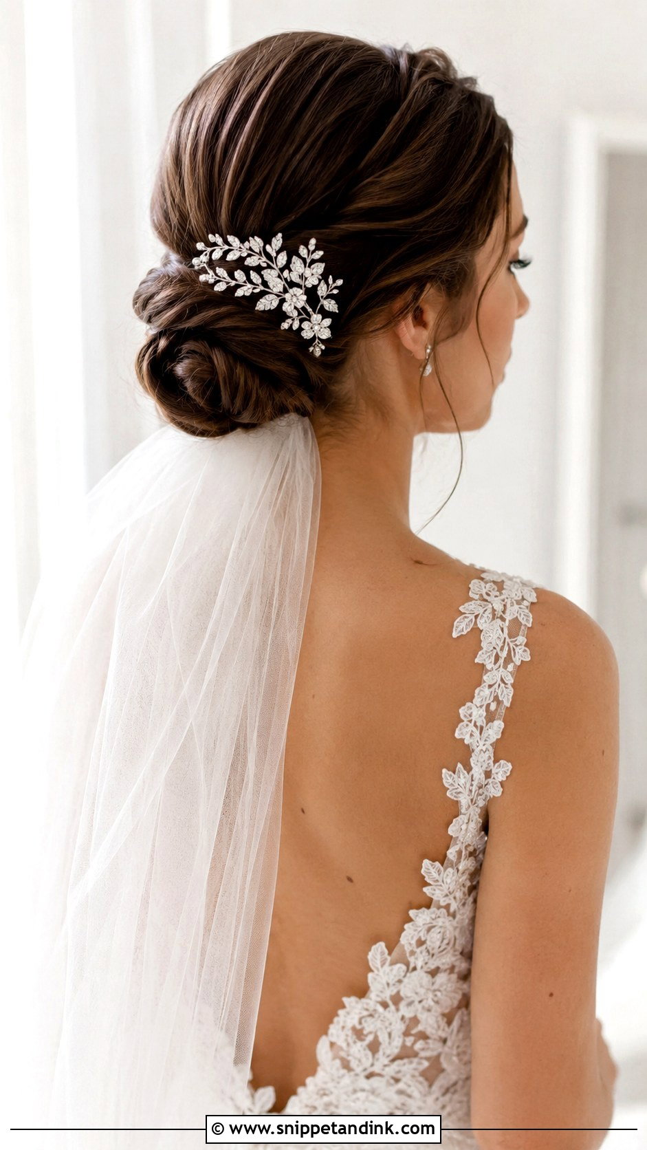 Romantic Low Chignon With Tucked Sides - Snippet and Ink - 20 Hair Behind Ears Wedding Hairstyles