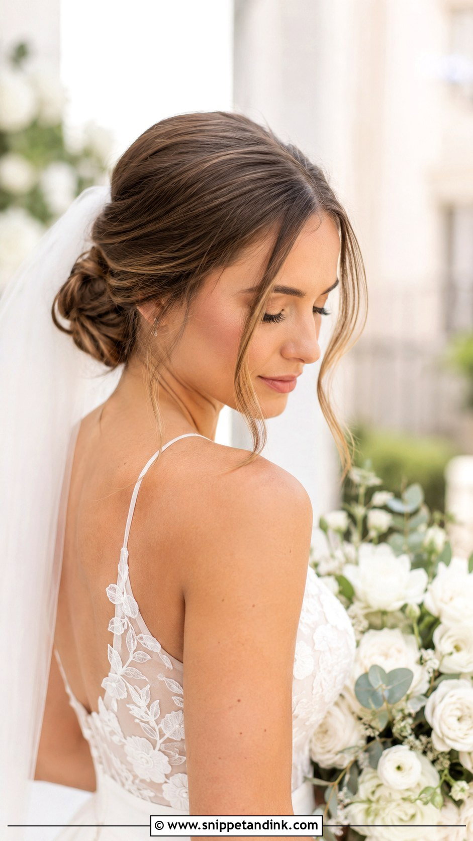 Romantic Low Updo With Tendrils - Snippet and Ink - 25 Wedding Hairstyles Straight Hair
