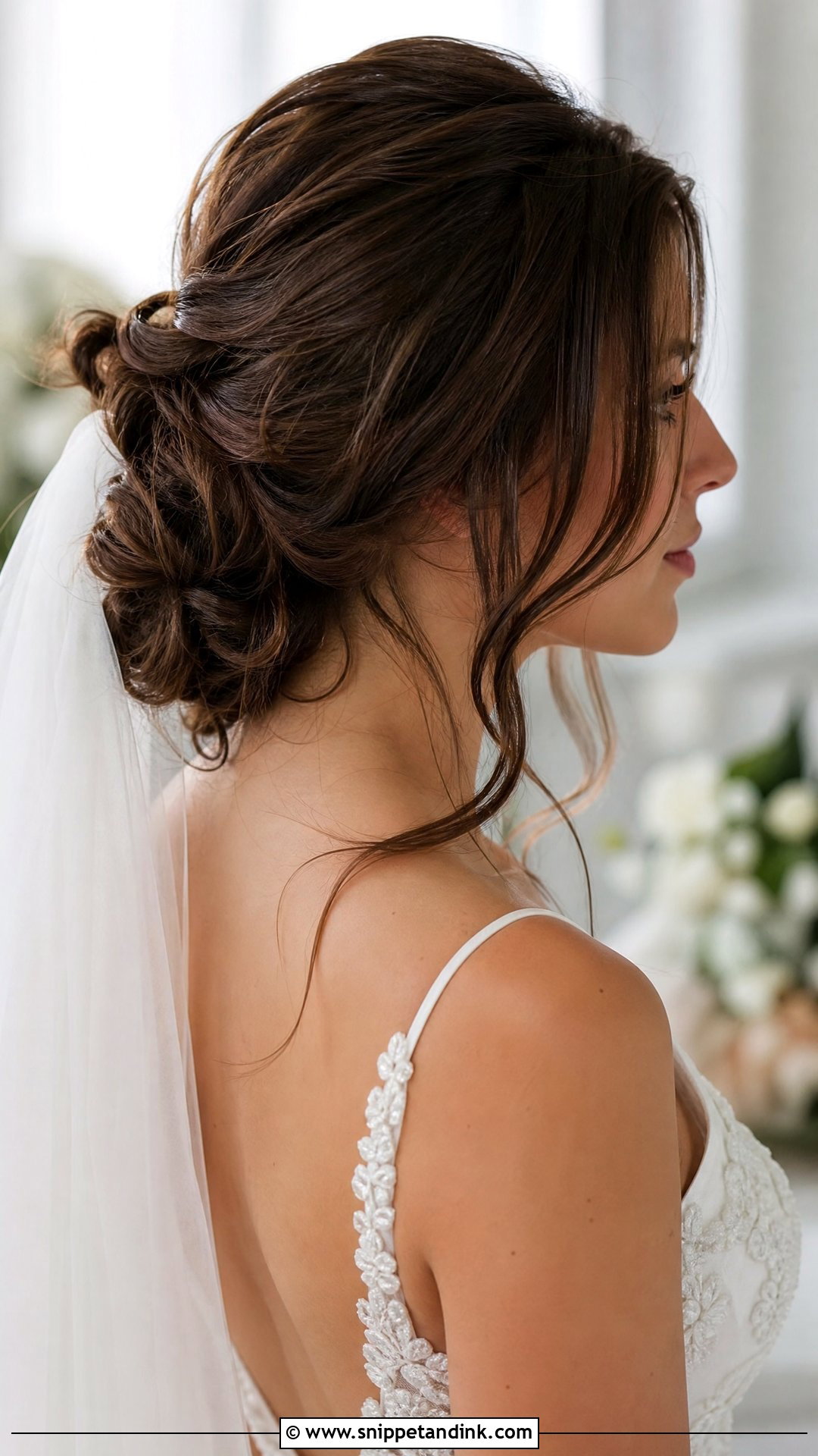 Romantic Messy Updo with Veil - Snippet and Ink - 20 Messy Hair Styles for Wedding