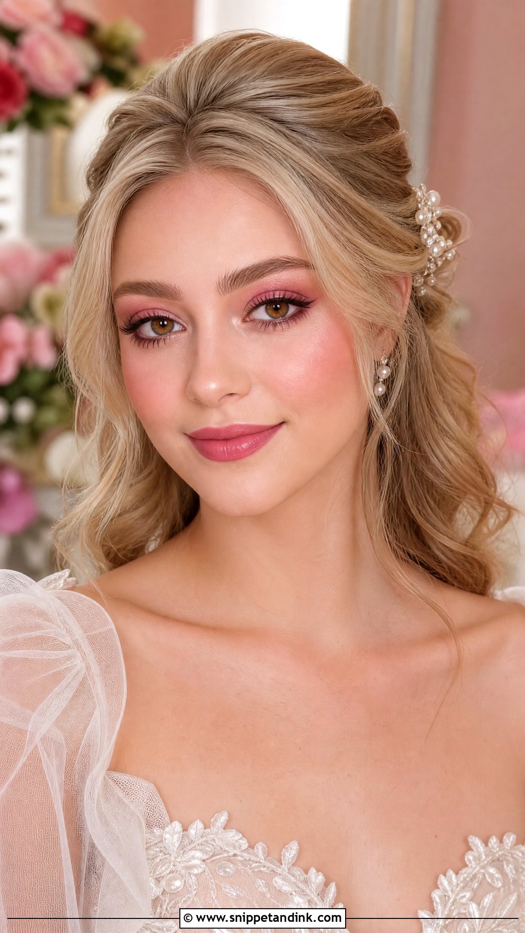 Romantic Pink Bridal Makeup For Brown Eyes - Snippet and Ink - 35 Elegant Bridal Makeup for Brown Eyes