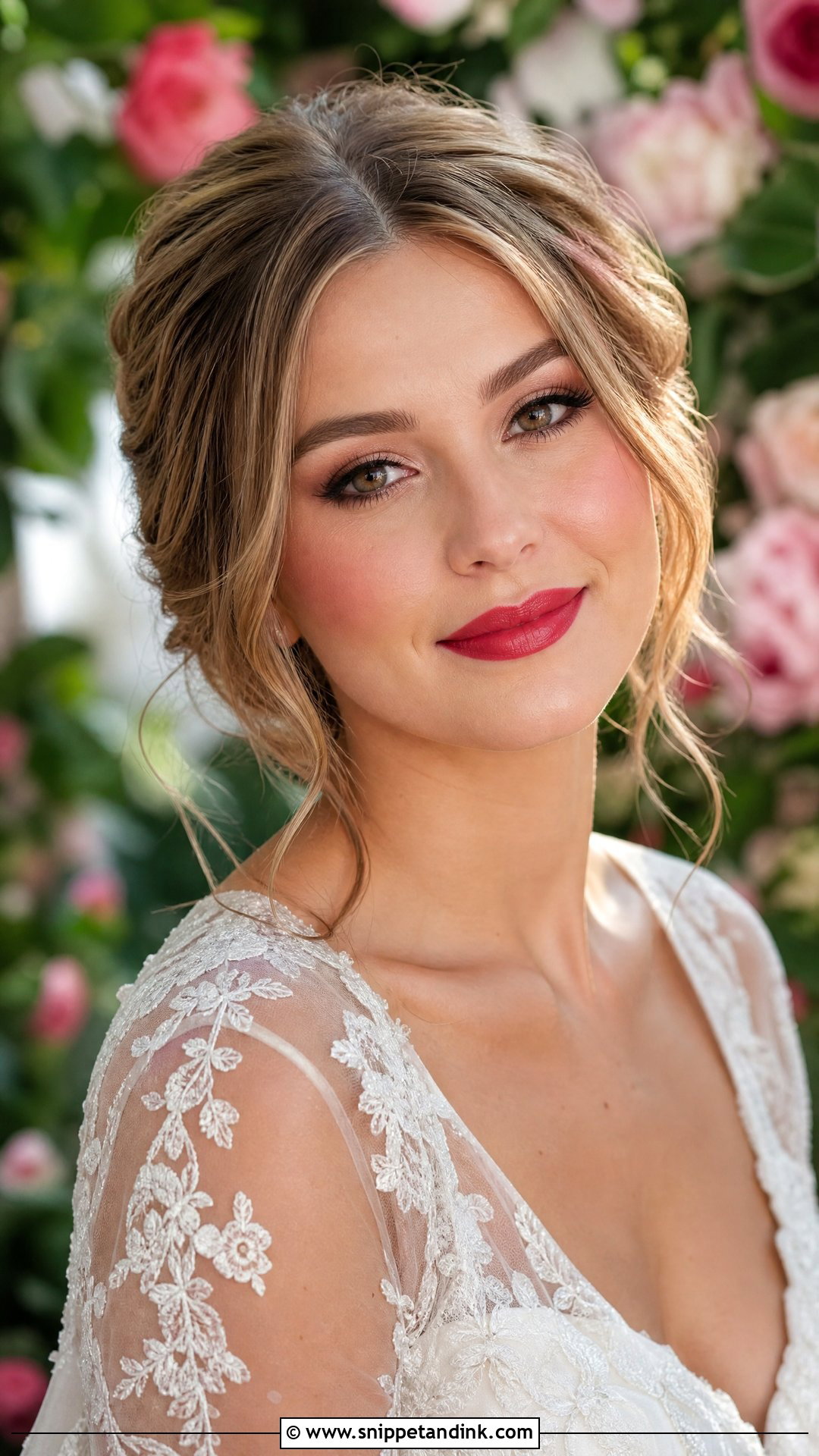 Romantic Red Lip Bridal Makeup - Snippet and Ink - 20 Red Lipstick Bridal Makeup Ideas