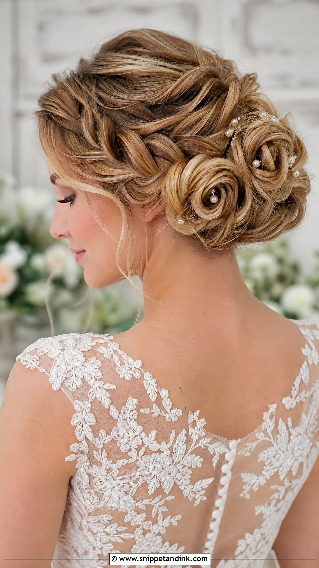Romantic Rose Braid Updo - Snippet and Ink - 25 Long Hair Bridal Hairstyles
