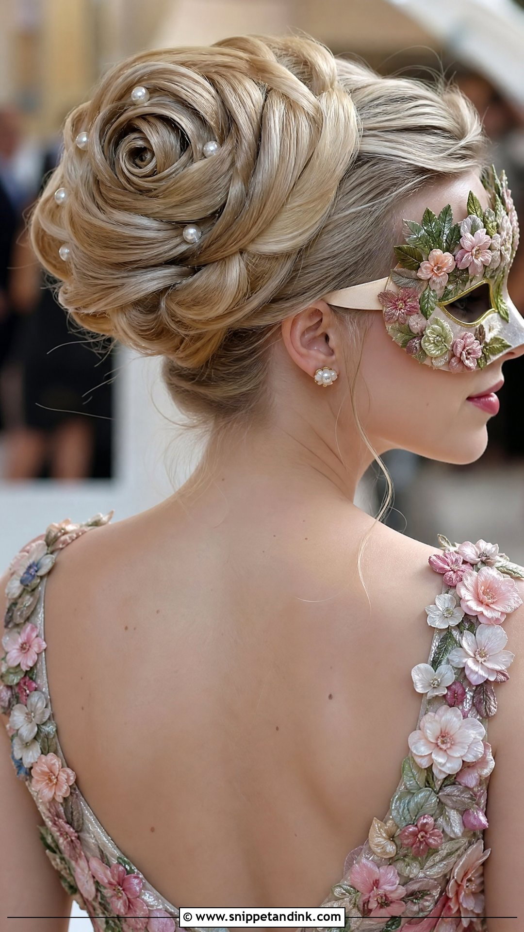 Romantic Rose Bun - Snippet and Ink - 20 Hairstyles for Masquerade Ball