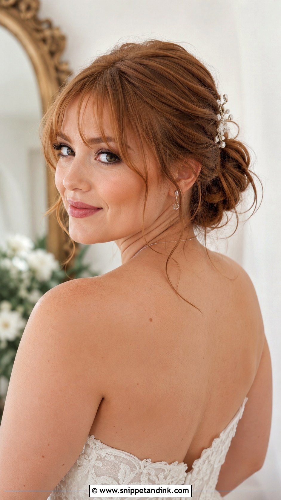 Romantic Side Bun - Snippet and Ink - 20 Round Face Bridal Hairstyles