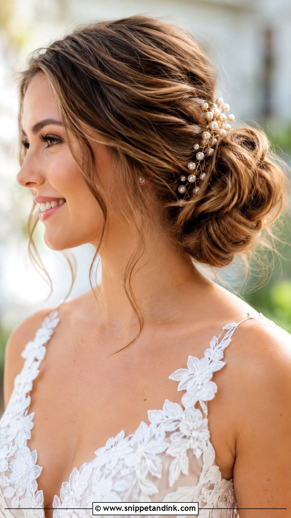 Romantic Side Bun - Snippet and Ink - 25 Short Wedding Hairstyle Ideas