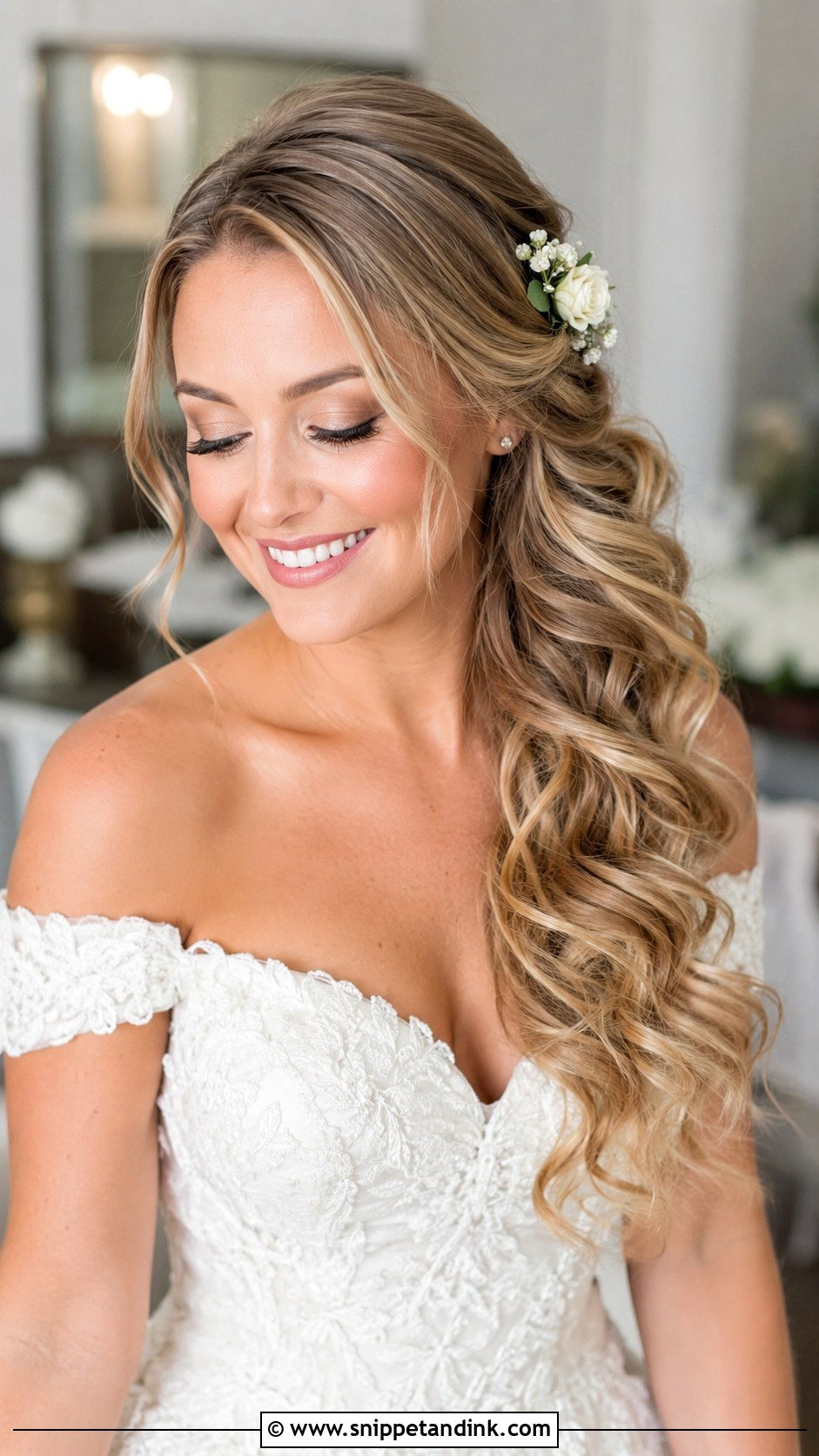 Romantic Side Swept Curls - Snippet and Ink - 30 Timeless Bridal Hair Ideas