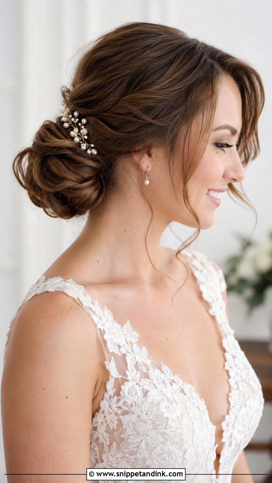 Romantic Side Swept Waves - Snippet and Ink - 25 Medium Length Bridal Hair Ideas