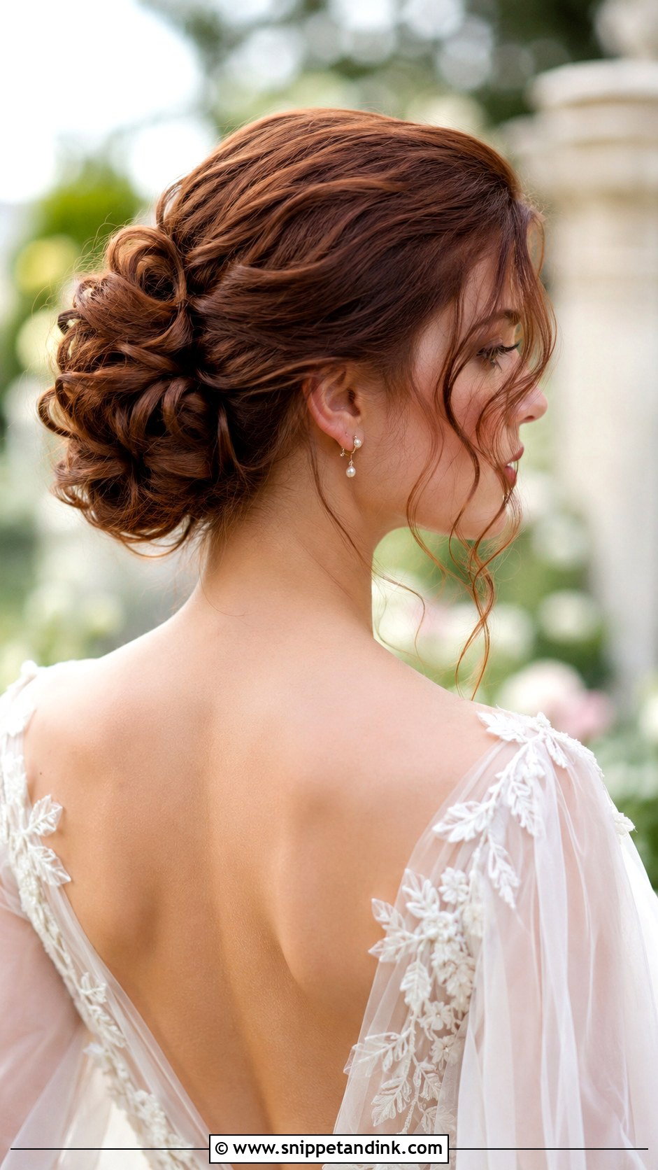 Romantic Slicked Back Bun With Loose Curls - Snippet and Ink - 20 Slicked Back Bun Wedding Hair Ideas