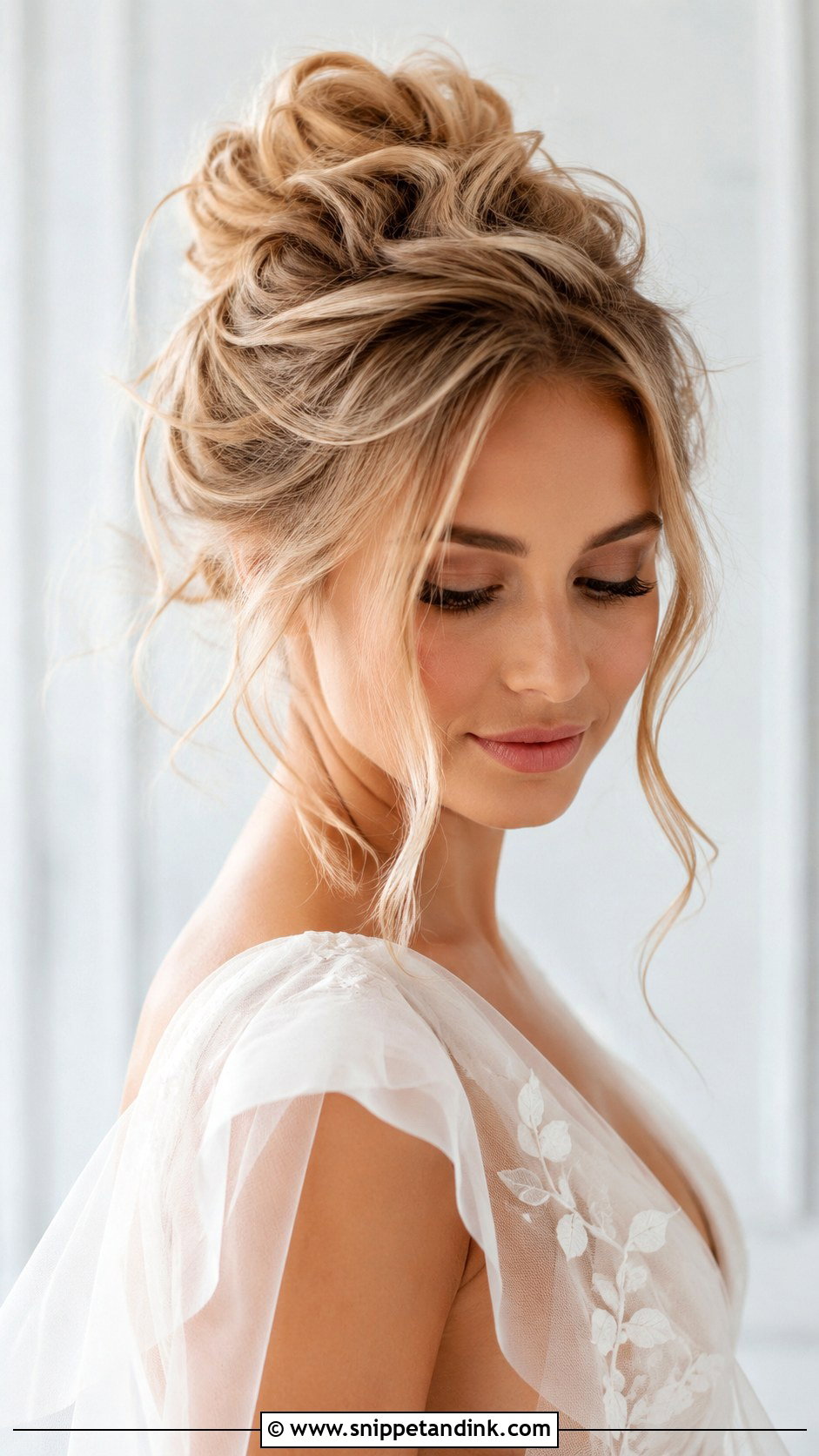 Romantic Tousled Updo with Loose Strands - Snippet and Ink - 20 Long Open Hair Wedding Hairstyles