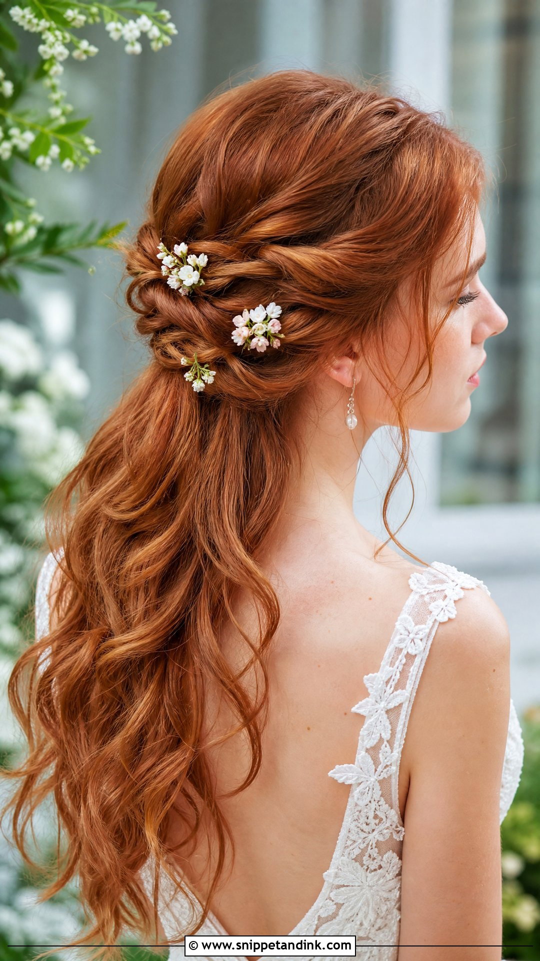 Romantic Twisted Half Up - Snippet and Ink - 20 Half-Up Braid Bridal Hair Ideas